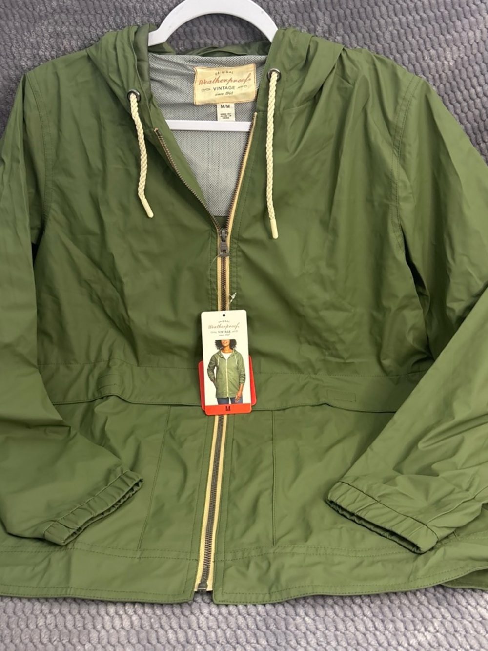 Weatherproof Olive Green Women's Hooded Windbreaker